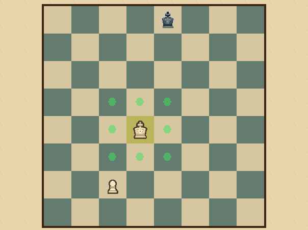 King: The king takes one small step in any direction.