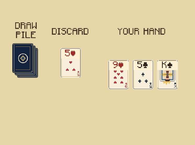 Pile: five of hearts: Look at the suit symbol on the pile.