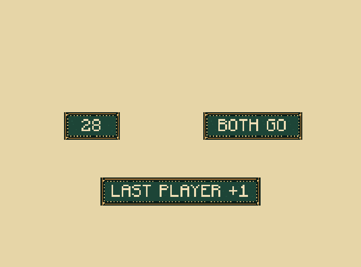 Last card: When neither can fit a card below 31, the last player scores one. Reset and continue.