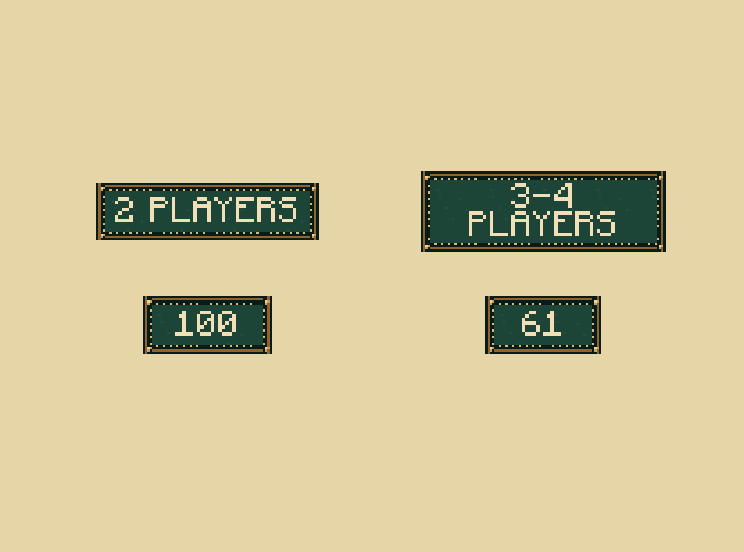 Match score: Play more rounds: first to 100 with two players, or 61 with three or four, wins.