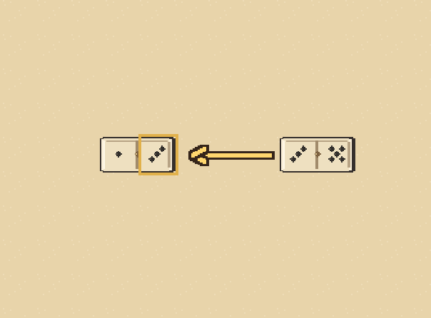 Before: This end is a three. Choose a tile with three pips on one half.