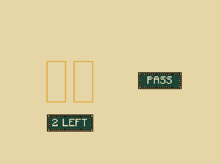 Leave two: The last two stock tiles stay hidden. Pass only when you cannot play or draw.
