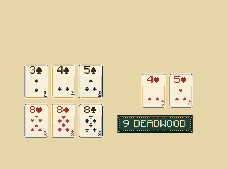 Small total: After your discard, knock with ten or fewer deadwood points.