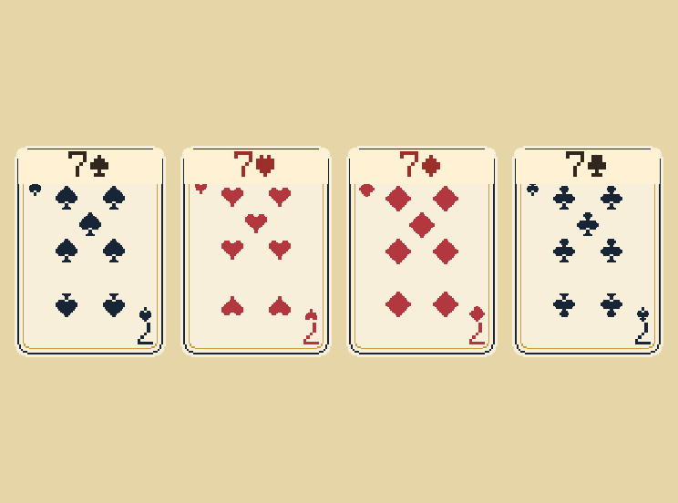 A book of sevens: One seven from each suit makes one book.