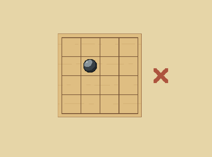 Not inside squares: Stones sit where the lines meet, not in the spaces between them.