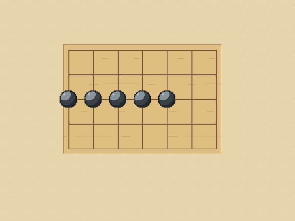 Across: Five connected stones in a row win.