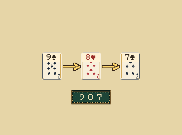 Descending: Tableau ranks go down by one card at a time.