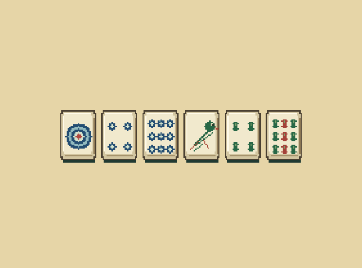 Dots and bamboo: Each suit has numbers one to nine. There are four copies of every tile.
