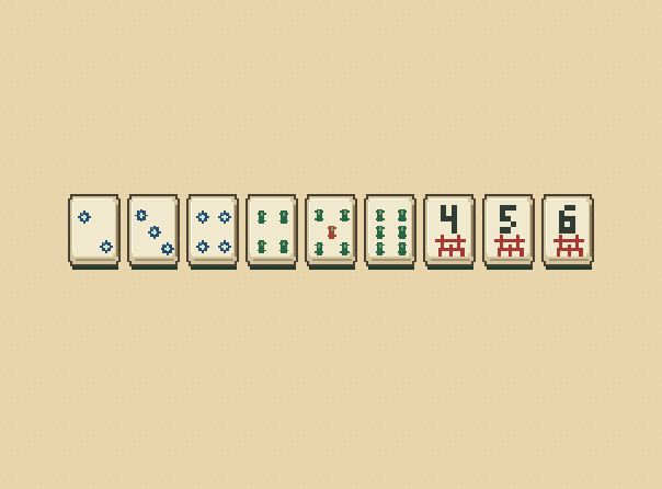 All simples: Use only numbered tiles two through eight. No ones, nines, winds or dragons.
