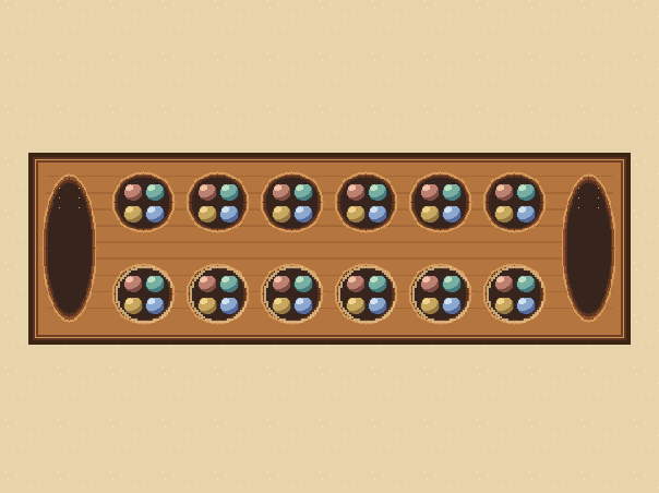 Take turns: Pick a small pocket on your side. Take ALL its stones.