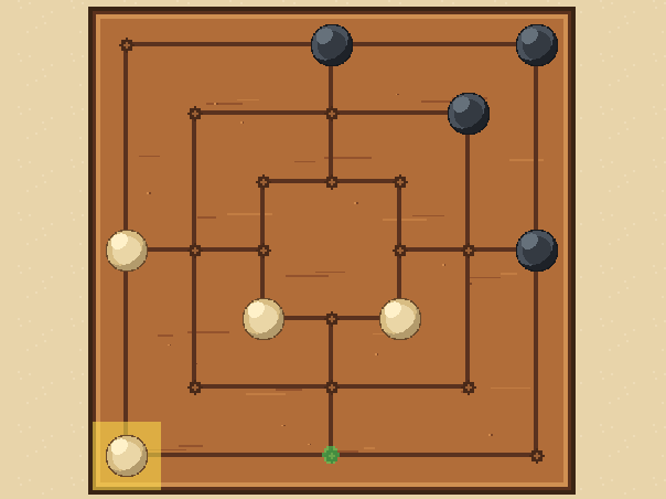 Follow a line: After placing, move a man to a connected empty point.