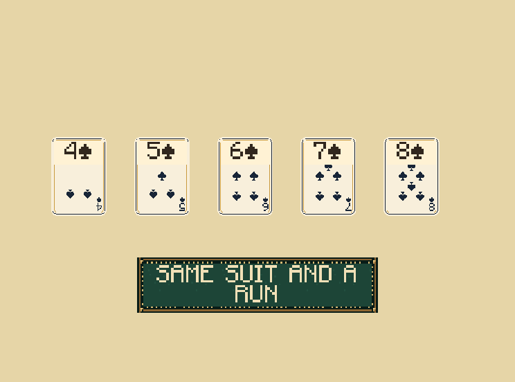 Straight flush: Five ranks in a row, all one suit, beat everything else. A-king-queen-jack-ten is the highest one.