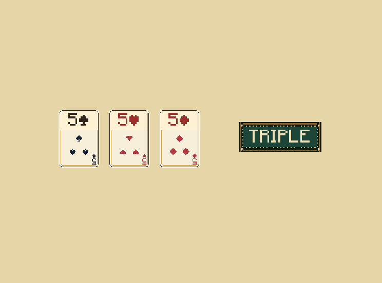 Match the count: Play a single, pair, triple, or four of a kind. The next play must match the count and beat the rank.