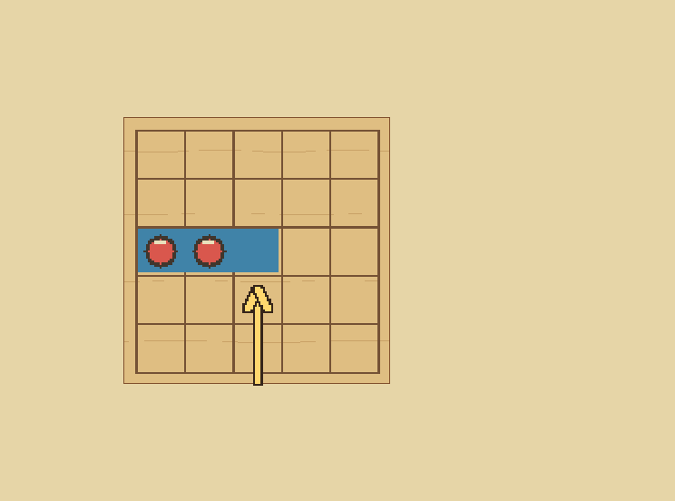 Sink a ship: This three-square ship has two hits. One more hit will sink it.