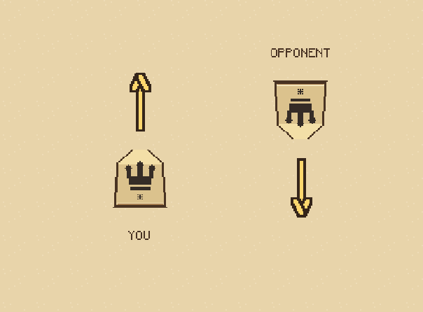 Your army: Pieces point toward your opponent. Take turns moving one piece.