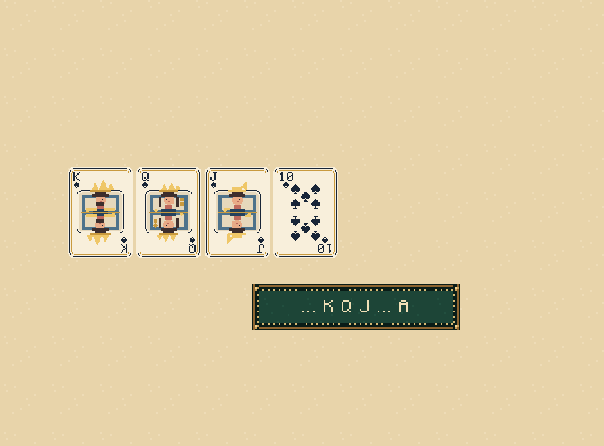 King to ace: A same-suit K through A sequence disappears automatically as a completed run.